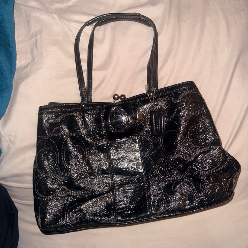Black Leather Vintage Coach Bag